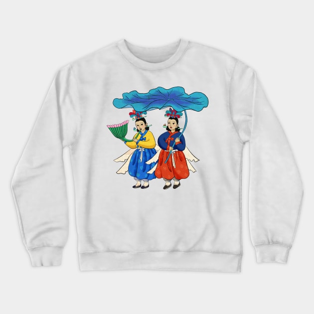 Minhwa: Taoist Fairy Sisters B-2 Type Crewneck Sweatshirt by koreanfolkpaint